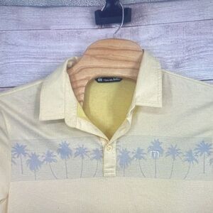 Travis Mathew Yellow Polo with Palm Tree Pattern